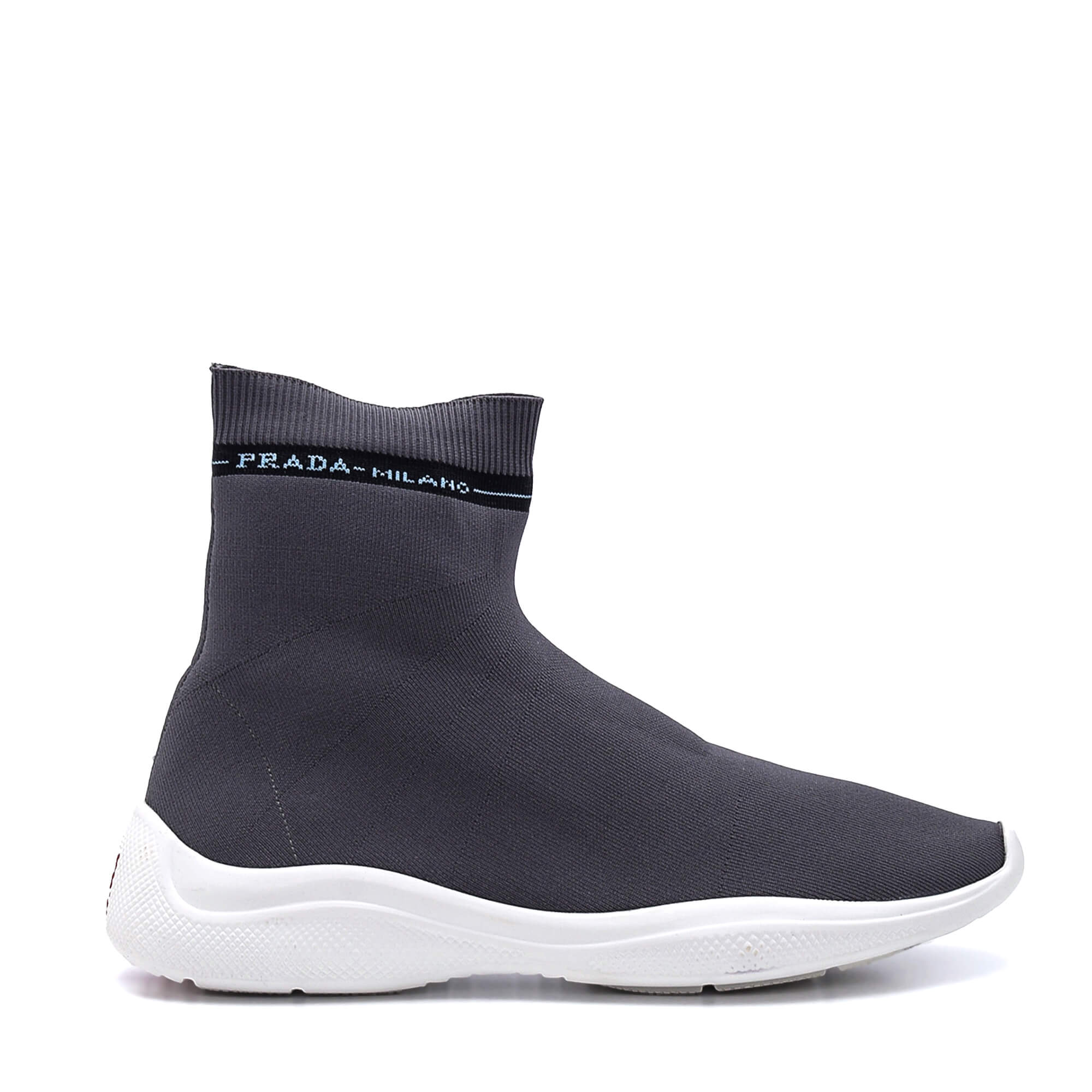 Prada - Grey Fabric Rubber Sole Sock Sneakers